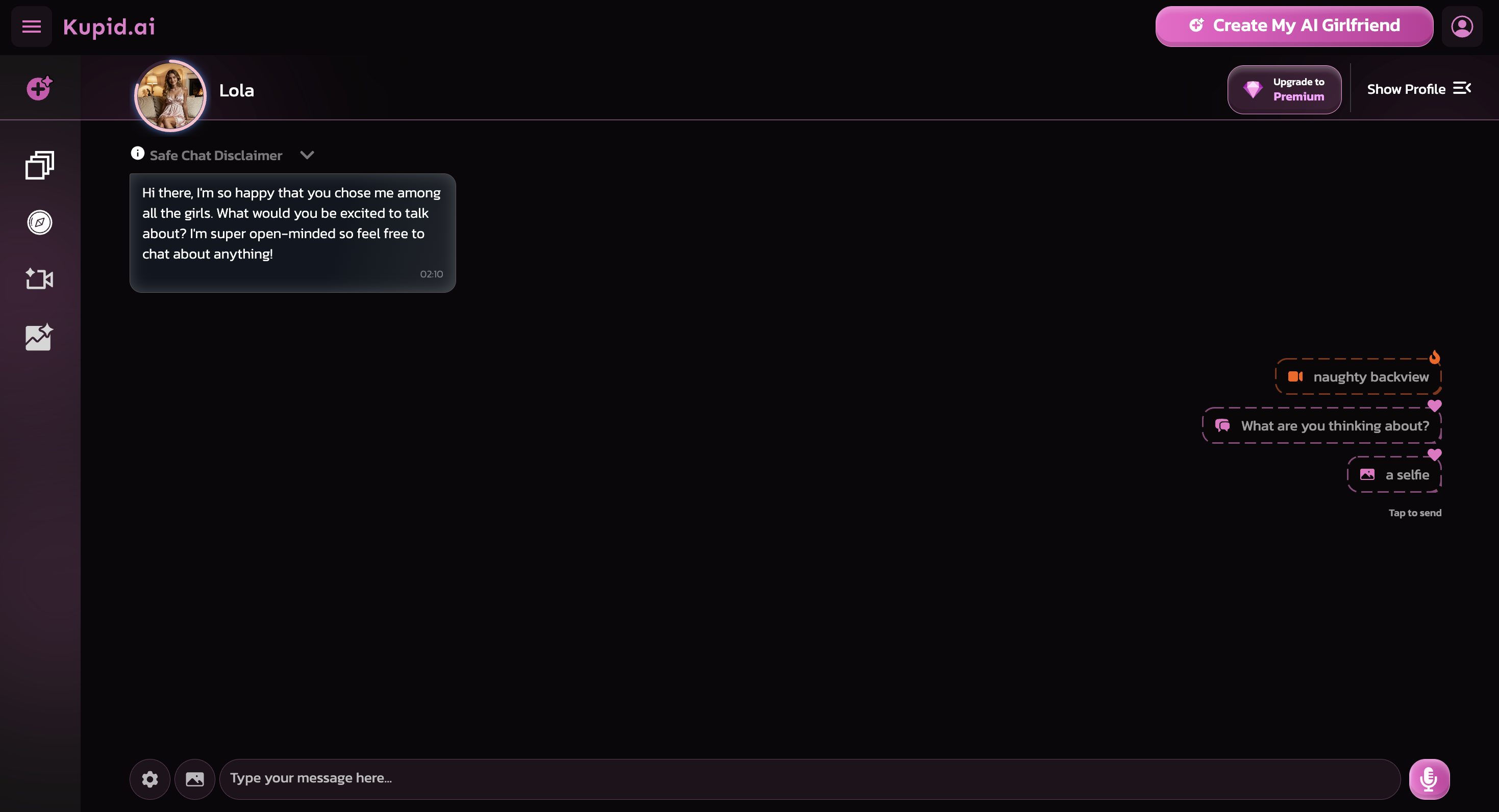 Kupid AI virtual companion app screenshot thumbnail 2 - Kupid AI interface preview and features