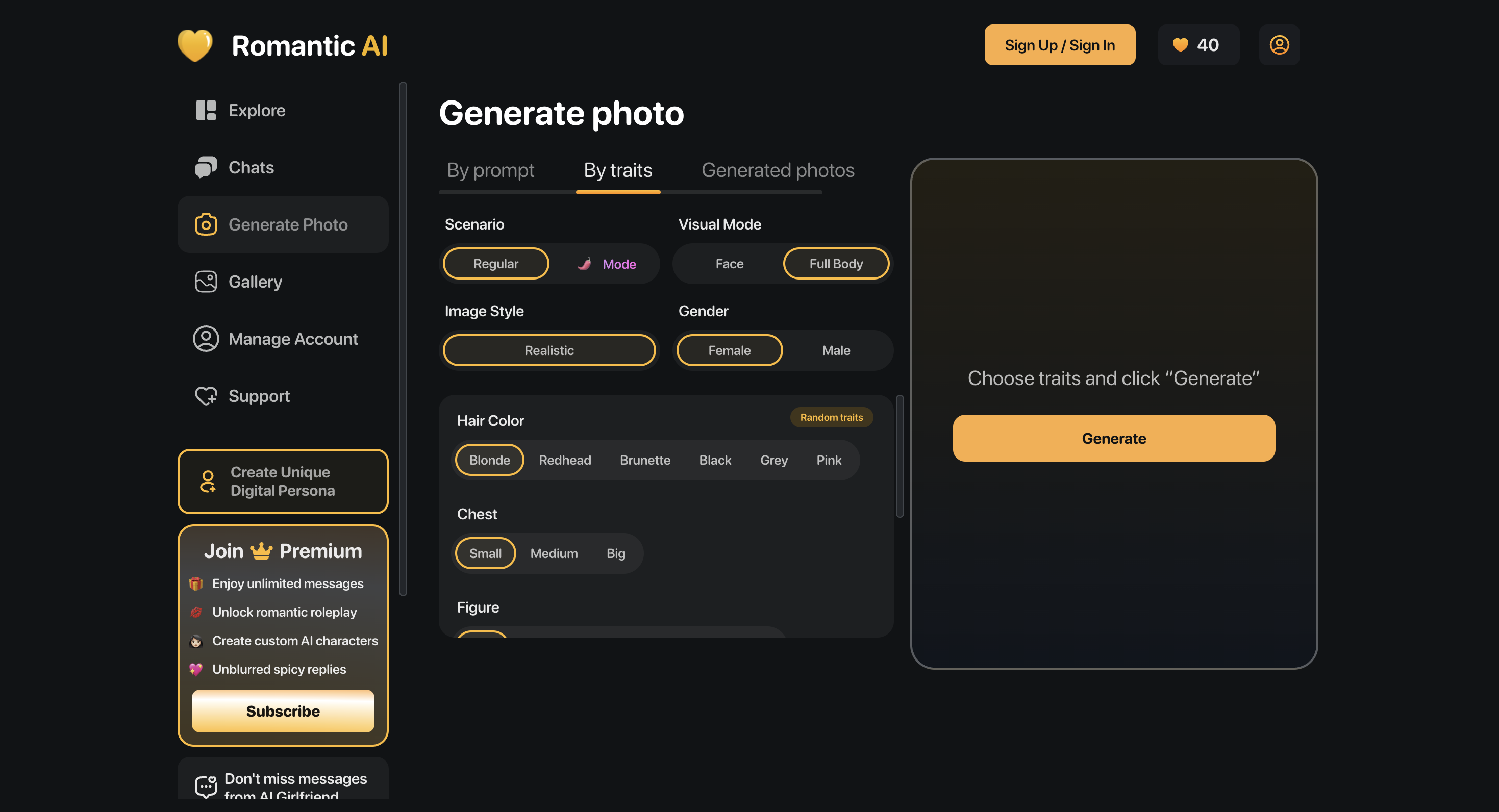 Romantic AI virtual companion app screenshot thumbnail 3 - Romantic AI interface preview and features