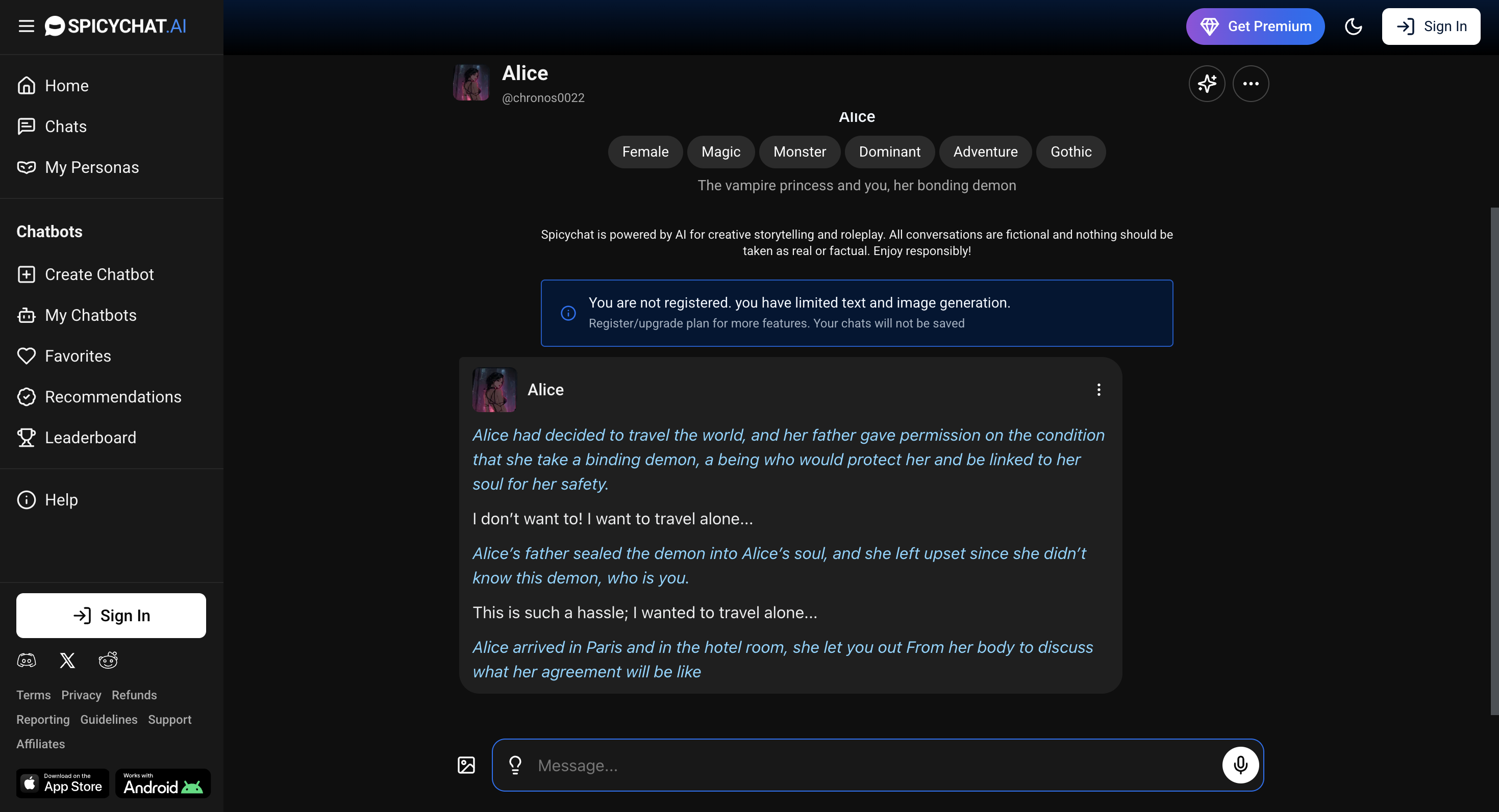 SpicyChat AI virtual companion app screenshot thumbnail 2 - SpicyChat AI interface preview and features